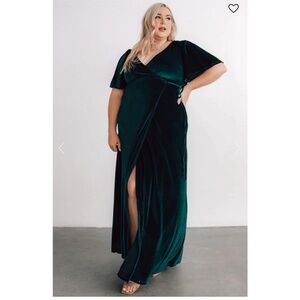 Baltic Born Meghan Velvet Wrap Maxi Emerald Dress Size Large